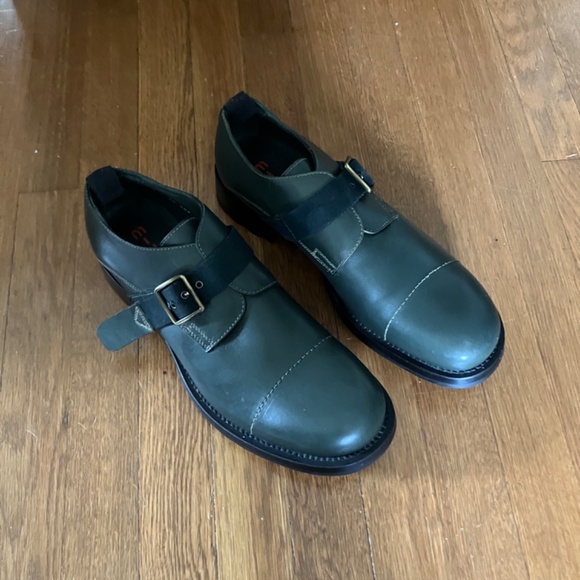 Miu Miu buckled loafers in dark green - Picture 2 of 8